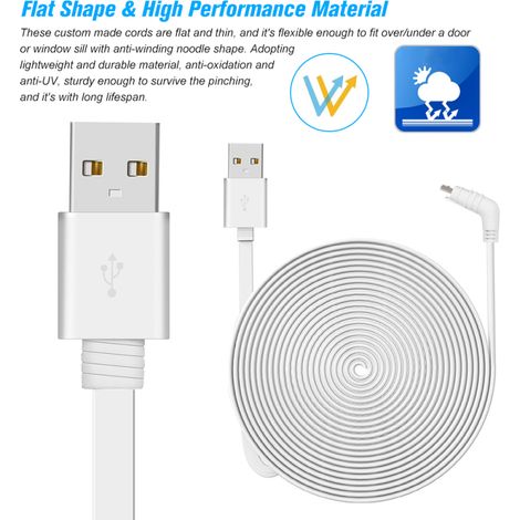 Câble charge Arlo 6m compatible Pro Pro2 GO – Plat en alliage aluminium résistant intempéries