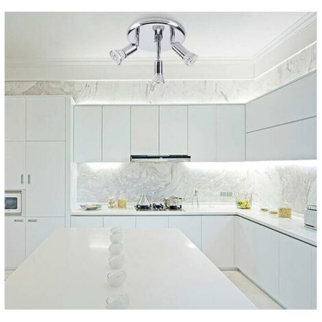 Plafonnier 3 Spots Orientables Salle de Bain 9W, LED Angle Réglable Éclairage pour Chambre Salon Cuisine Couloir, (1/3)