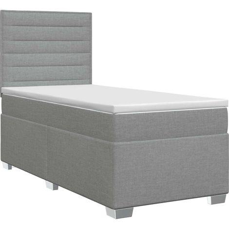 Lit boxspring avec matelas Gris clair Simple Tissu – cordage polyester (1/5)
