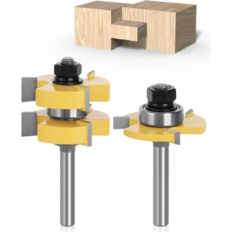 8mm Queue Langue Appariée et Fraise de Rainure Set 3 Dents Forme T Cutter en Bois de Coupe Outil de Travail du Bois (1/5)