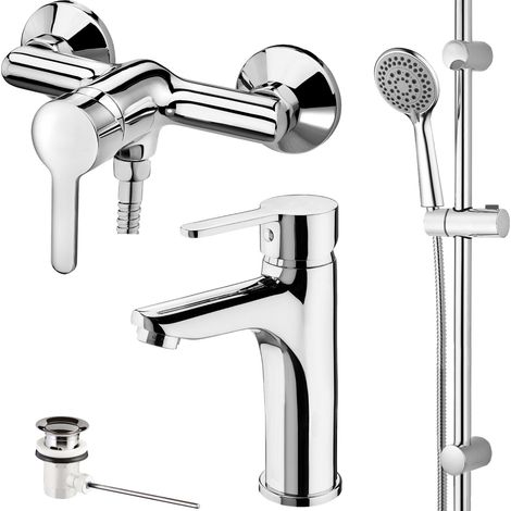 W7 Set ZOLA monocomando de lavabo y ducha + accesorios
