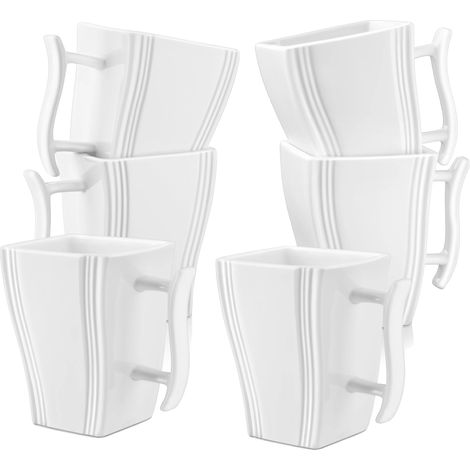 Tazas de cerámica, diseño duradero, fáciles de limpiar, 330 ml, 6 unidades (1/2)