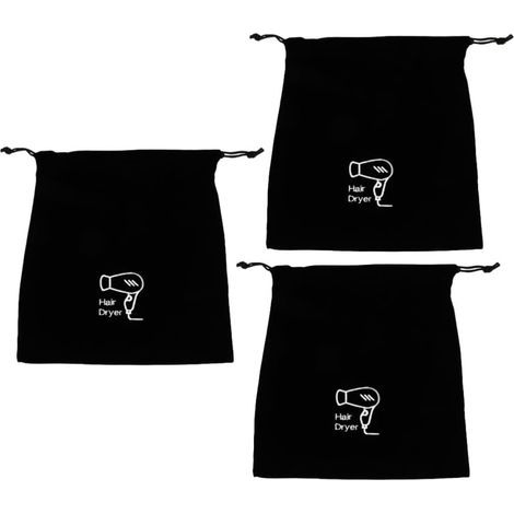Paquet de Rangement en Velours Léger 3pcs pour Sèche-Cheveux avec Cordon de Serrage, Sacoche Portable pour Accessoires Cheveux, pour Voyage et Usage Maison (1/5)