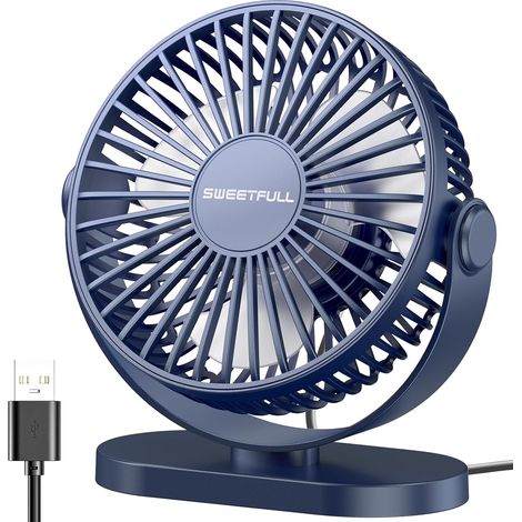 USB-Tischventilator, 3 Geschwindigkeitsstufen, leise und um 360° verstellbar, kompakter, tragbarer Tischkühler für Zuhause, Schlafzimmer, Reisen, Outdoor, kleiner Ventilator