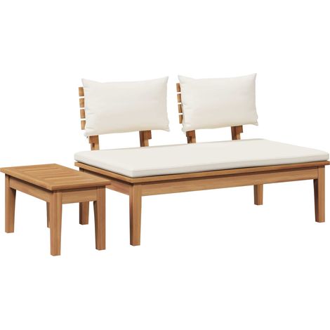 Ensemble banc et table de jardin 2 pcs Mobilier de jardin Crème et marron (1/5)