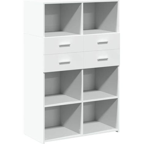 Buffet credenza cassettiera mobile contenitore organizer cucina soggiorno soggiorno alto 80 x 42,5 x 124 cm derivati del legno bianco 020032773