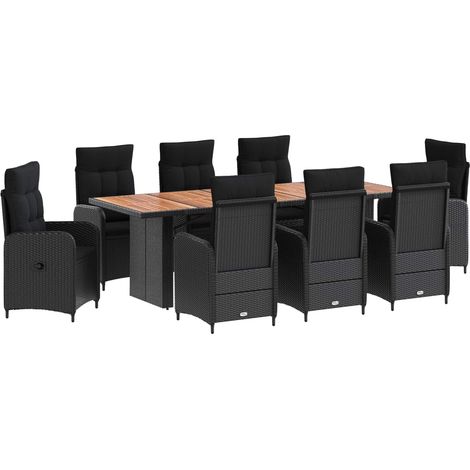 Maison Exclusive - Outdoortisch-Set 9 stk. Schwarz Poly-Rattan (1/5)
