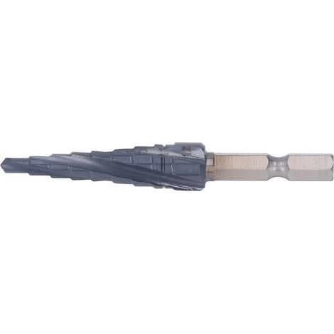 Foret conique a etages helicoidal M35 cobalt queue 1/4po 9 diametres 4 a 12mm meche escalier multifonction (1/5)