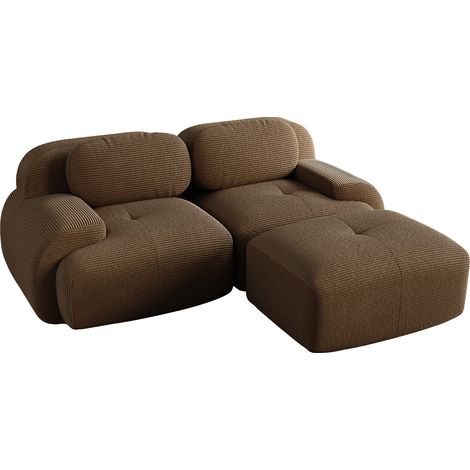 Sofá esquinero modular de pana marrón 208 x 178 x 70 cm sin montaje (1/5)