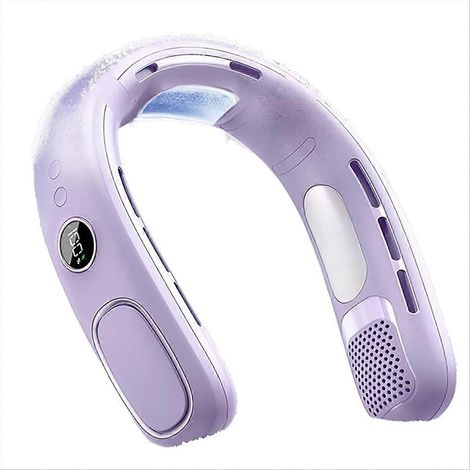 Ventilateur de cou portable avec plaque de refroidissement à semi-conducteurs soufflant de l'air froid, climatiseur de cou sans pales (violet)