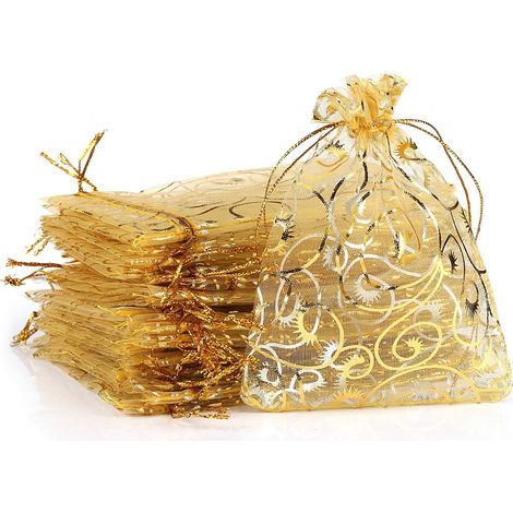 Naler 120 sacs de cadeaux en organza avec cordon pour la fête de Noël, les fêtes, les sacs de bijoux, le style de pestañas, 4 x 6 pouces (1/5)
