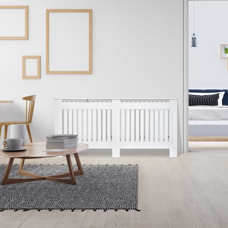 Cache-radiateur en MDF pour salon, chambre ou couloir, 172 x 19 x 81 cm, blanc (1/5)