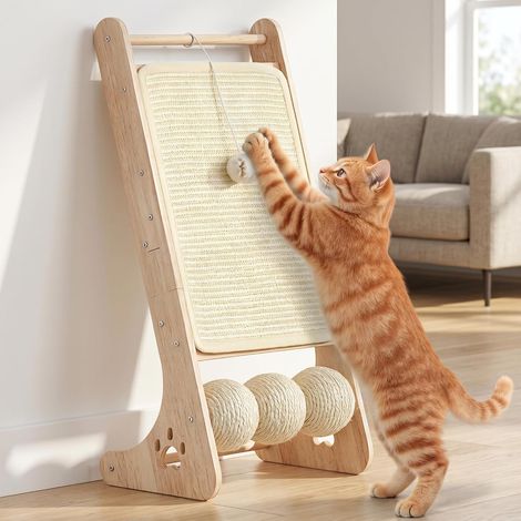 Grattoir pour Chat, Griffoirs en sisal avec Balles à Griffer, Tapis à Griffer avec Rampe pour Chats d'intérieur, Meubles à Griffer, Griffoir pour Chat (1/5)