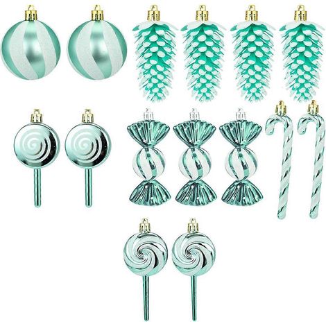 15-teiliges Weihnachtsschmuck-Set mit Süßigkeitenmotiv, A--