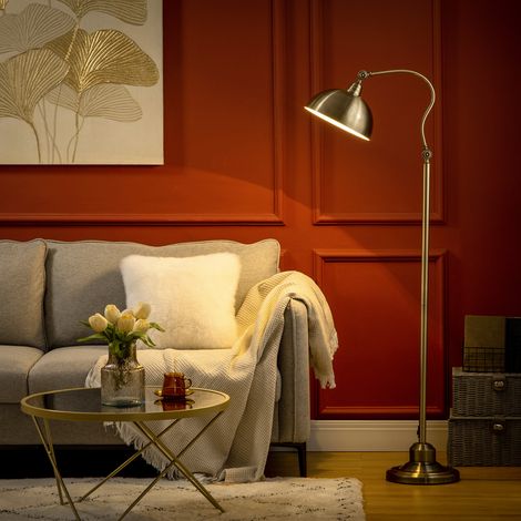 Stehleuchte im Vintage-Design, verstellbarer Winkel, Messing-Look, 42 cm x 25,5 cm x 152 cm, Bronze