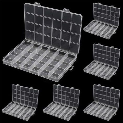 Boîtes de tri transparentes - ZEONHEI - Lot de 6 boîtes - 24 compartiments par boîte - Plastique PP robuste (1/5)