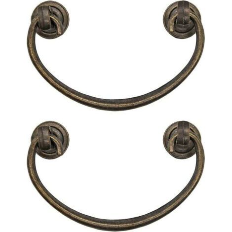 Set 2 Klappbaren Antique Möbelgriffen, Schubladengriffen, Schrankgriffen, Klappgriffen für Truhen, Schränke, Kommoden, Antique Bronze, Messing-Design (1/5)