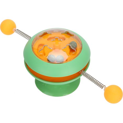 Moulin à vent interactif à ressort pour chat, jouet à l'herbe à chat, plateau tournant amusant, matériau ABS vert (1/5)