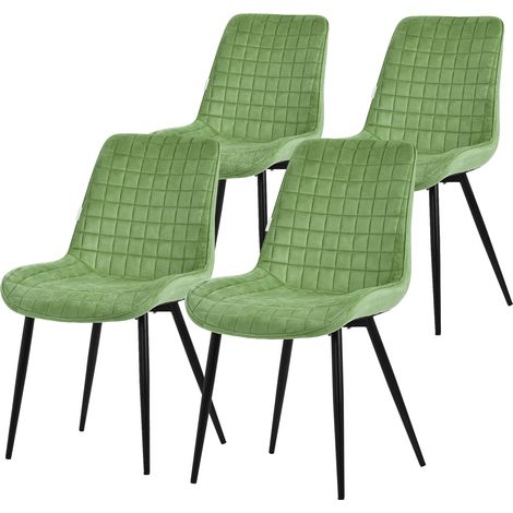 ML-Design Set di 4 Sedie per Sala da Pranzo Verde Salvia Seduta in Velluto con Gambe in Metallo Nero Sedie da Cucina con Schienale Poltroncina da Soggiorno Poltrone Imbottite per Ufficio