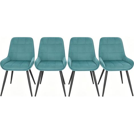 Set de 4 sillas de comedor de terciopelo turquesa con estructura de metal MODENUIT (1/5)