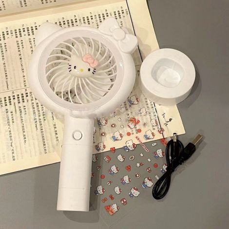 Ventilateur de poche Hello Kitty mignon (rechargeable par USB, mini, portable pour les étudiants) (1/2)
