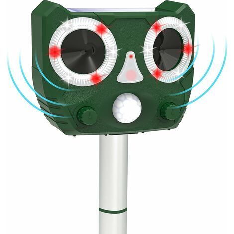 Répulsif Chat Ultrason Exterieur,Anti Taupe,Repulsif Chien, Charge Solaire,Chargement USB, fréquence réglable pour éloigner Les Animaux, répulsifs, écureuils, Souris et Oiseaux ,Etanche IP55 (1/5)