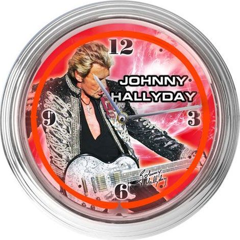 Horloge ronde néon Rouge Johnny Hallyday