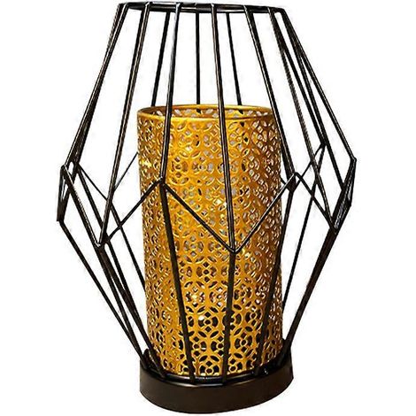 Lanterne solaire en fer forgé ajouré, lampe LED, veilleuse à motifs, décoration pour chambre à coucher, cadeau original pour la famille (1/5)