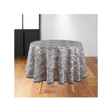 Nappe ronde (0) 180 cm polyester imprime pandore Noir (1/3)