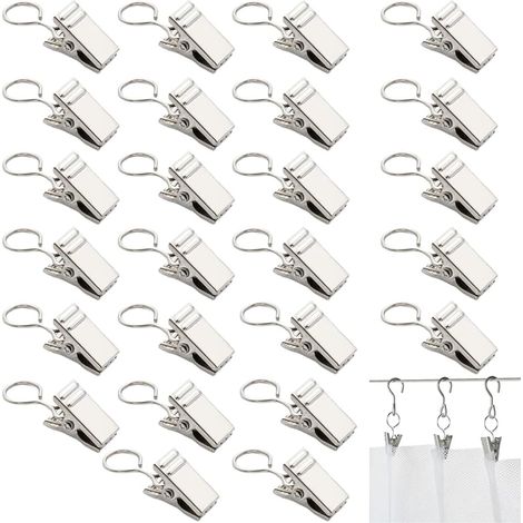Juego de 25 ganchos para cortinas, aptos para rieles, poleas y clips clips para cortinas inoxidables. (1/5)