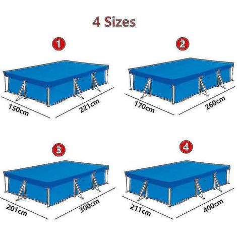 Couverture rectangulaire pour piscine hors-sol gonflable familiale, 260 x 160 cm, imperméable et résistante à la poussière. (1/2)