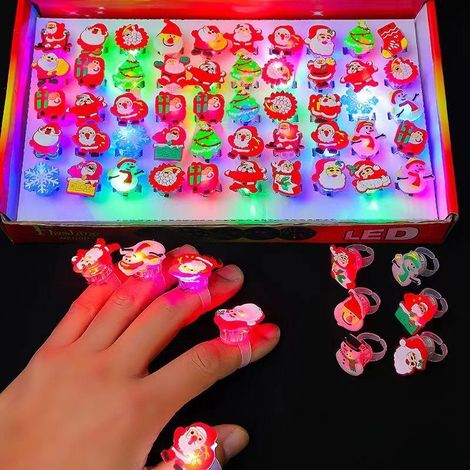 Lot de 40 anneaux lumineux LED pour les doigts, idéal pour les fêtes d'anniversaire d'enfants, les festivals de musique ou Noël. (1/4)