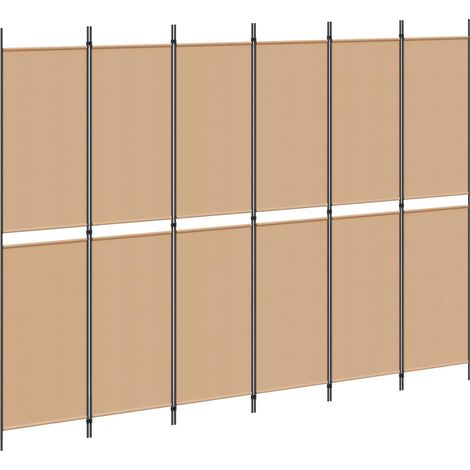 Divisor de habitación de 6 paneles Beige 300 x 220 cm Tela vidaXL