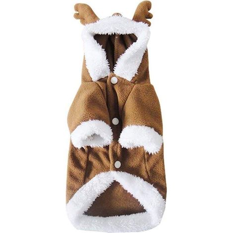 Costume de renne du jour de Nol pour animaux de compagnie Cosplay Polaire Vêtements chauds (Marron, S) (1/5)