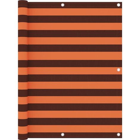 Brise-vue de balcon extra haut 125 x 500 cm en tissu Oxford, protection contre le vent et les UV, écran d'intimité, orange et marron (1/5)