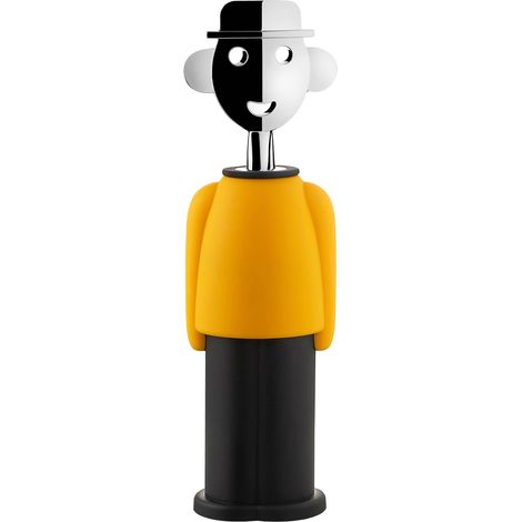 Alessi Alessandro M. AM23 YB Cavatappi di Design, in Resina Termoplastica e Zama Cromata, Giallo e Nero (1/5)