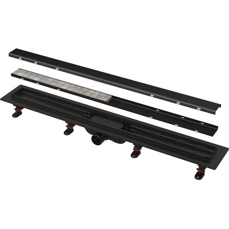 Alcadrain APZ19BLACK Simple Duschrinne mit Rand für den Beidseitiger Rost 550mm (1/3)