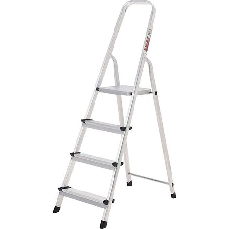 Oryx Escalera Aluminio 4 Peldaños Plegable, Uso doméstico, Antideslizante, Ligera y Resistente