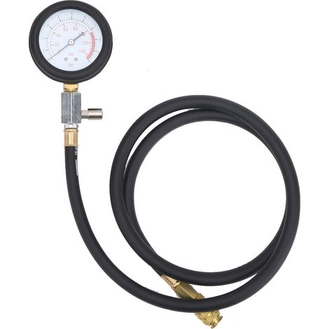 Kit de test de pression d'huile moteur avec manomètre, coffret à outils, témoin de niveau d'huile bas et adaptateur de raccordement à 90°. (1/5)
