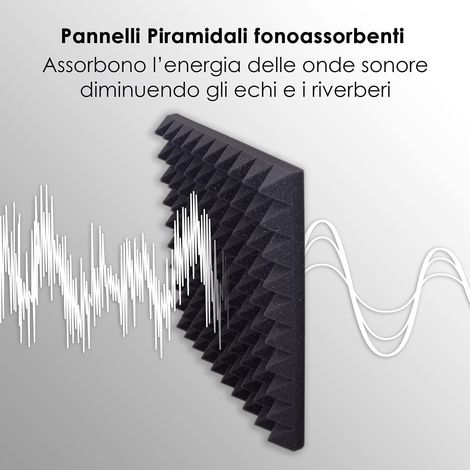 Pannello acustico Fonoassorbente Insonorizzante piramidale ignifugo Packaging - 50x50x3,5cm (0,25m²) (1/5)