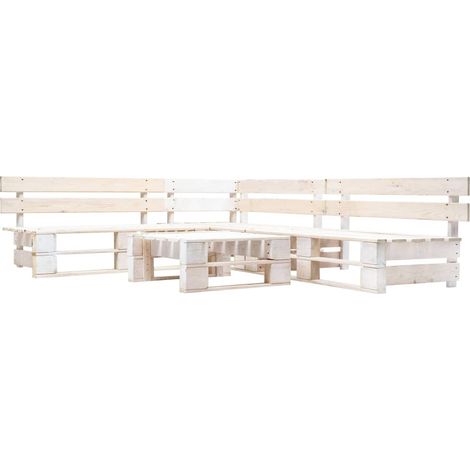 Set Divani da Giardino su Pallet 4 pz in Legno Bianco vidaXL