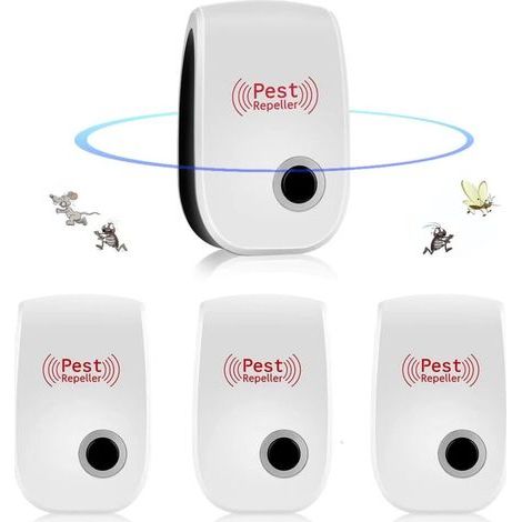Ultrasonic Mouse and Rat Repellent, Ultrasonic Mouse Device, Ultrasonic Mouse Repellent for Indoor Use, Anti-Mouse Device for Insects, Mosquitoes, Cockroaches, Rats, Spiders, 4 Pack (1/5)