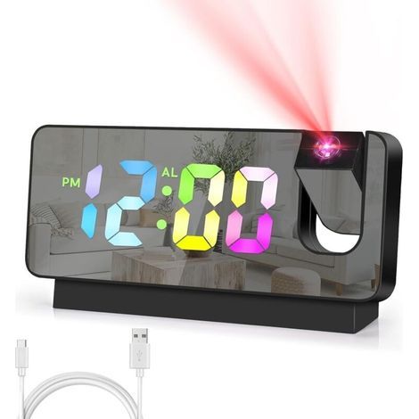 Réveil numérique intelligent à LED. projecteur de température et d'heure. écran LCD. réveil à projection pour chambres. réveil de nuit (1/4)