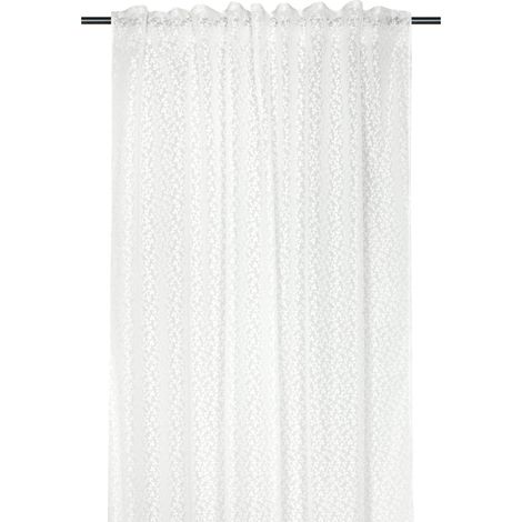 Voilage tamisant à ruflette et motif floral Blanc 135x240 cm (1/2)