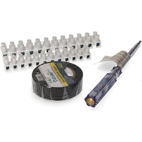 Kit de bricolage noir avec tournevis testeur et bande isolante