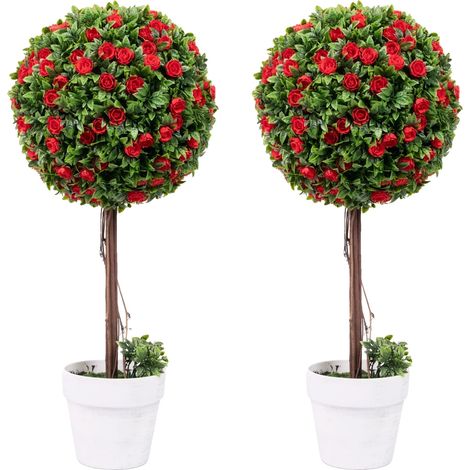 Árbol topiario, decoración de interiores, diseño que no requiere mantenimiento, rojo. (1/2)