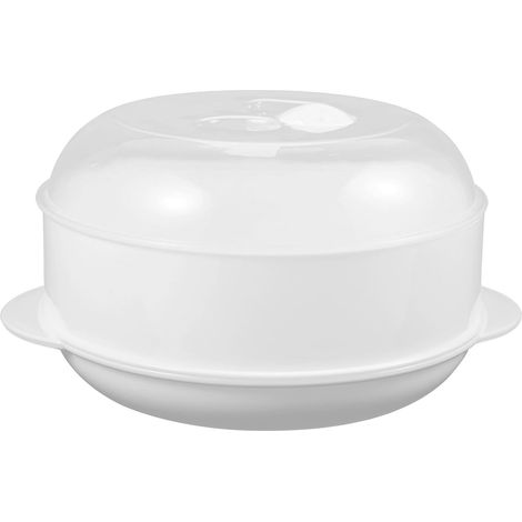 Bateau à Vapeur en Plastique Rond pour Cuiseur Vapeur Micro-Ondes Récipient avec Couvercle Panier de Cuisson (1/5)