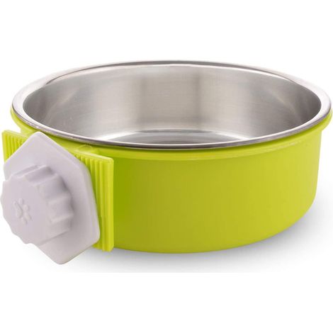 Gamelle amovible en acier inoxydable pour chien de cage, avec gamelle pour eau et nourriture. (1/5)