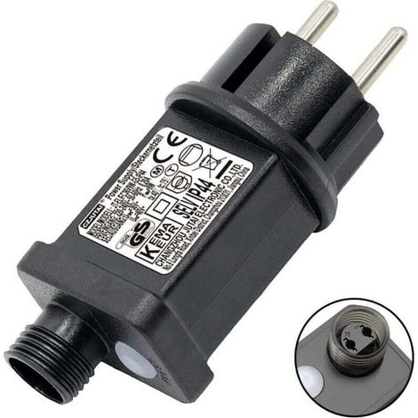 Clignoteur pour Guirlande lumineuse 31V 6W Prise Clignotante, 9 Modes Avec Fonction Minuterie, tanche IP44 Transformateur LED pour Eclairage de jardin, Rideau Lumineux (1/4)