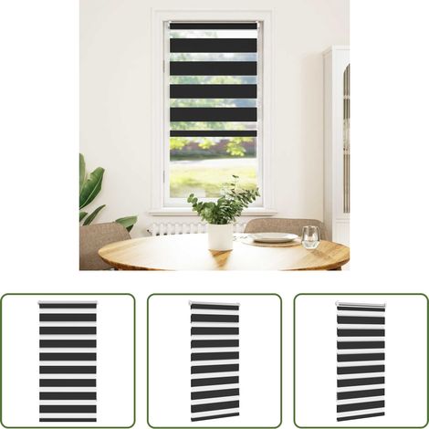vidaXL Stoffrollo - Zebra-Rollo 60,9 x 120 cm, Stoffbreite 56,7 cm, schwarz (1/5)